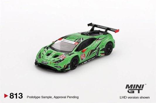 **Pre-Order** MINI GT 1:64 Lambo Huracán GT3 EVO2 #63 Iron Lynx Green LHD - Paper box Diecast Model Car