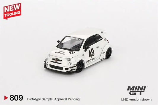 **Pre-Order** MINI GT 1:64 LB-WORKS x Abas Works ABARTH 595 Gara White LHD - Paper box Diecast Model Car