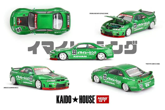 **Pre-Order** Kaido House x MINI GT 1:64 Skyline GT-R R33 IMAI Racing V1 Green Diecast Model Car